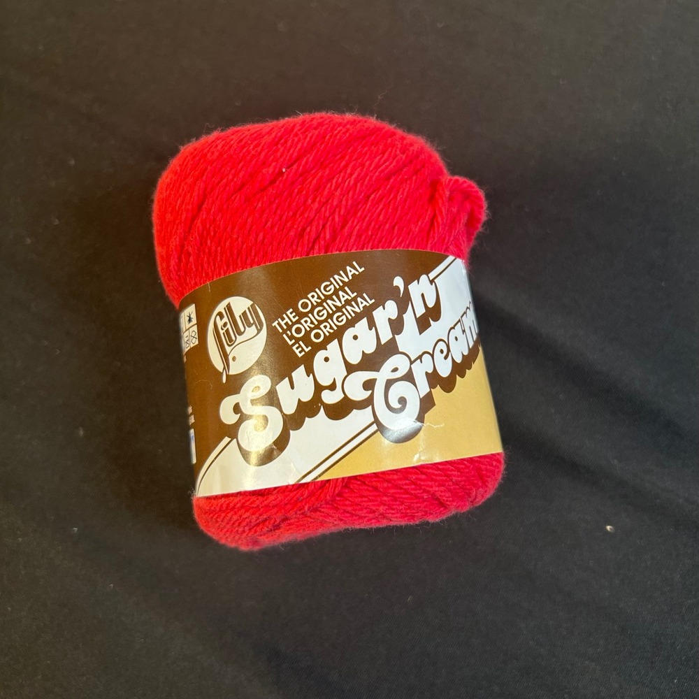 1-Skein 2oz 4ply Lily Sugar'n Cream 100% cotton RED #00095 Lot #1208 295930
